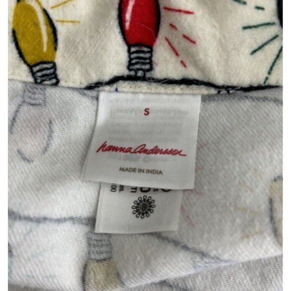 Hanna Andersson Flannel Pajamas Womens S Top Pants Christmas Lights Bright Bulbs - Picture 8 of 9